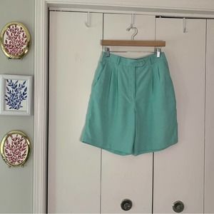 Vintage Turquoise Linen Shorts Size 8